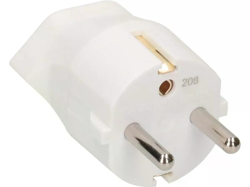 Max Hauri Fixadapter Schuko auf T13, Weiss Übergangsstecker zur Nutzung von 3-poligen Geräten mit Schweizer-Stecker in Ländern mit Schuko-Steckern