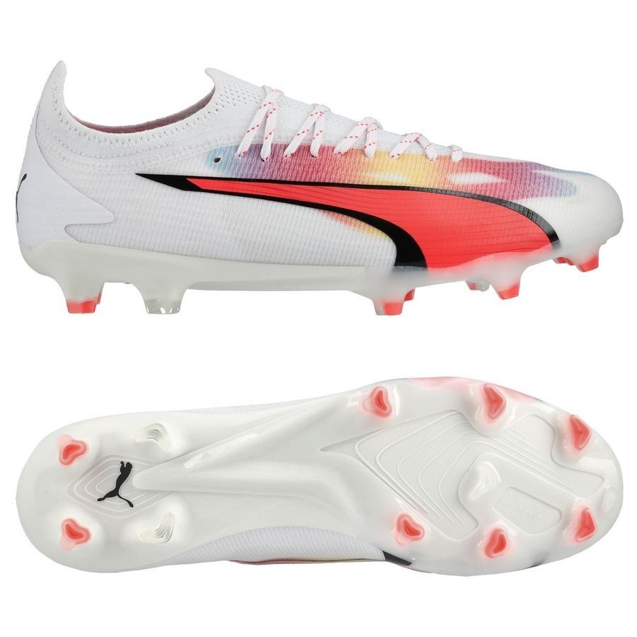 PUMA Ultra Ultimate FG/AG Breakthrough - Blanc/Noir/Fire Orchid Femme