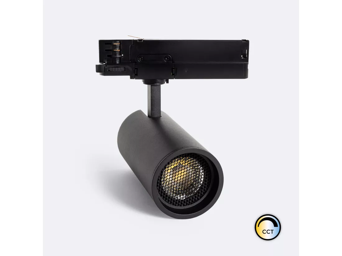 Spot LED Fasano Anti-éblouissement 30W CCT pour Rail Triphasé Dimmable Noir (2700K - 3200K - 4000K) Sélectionnable