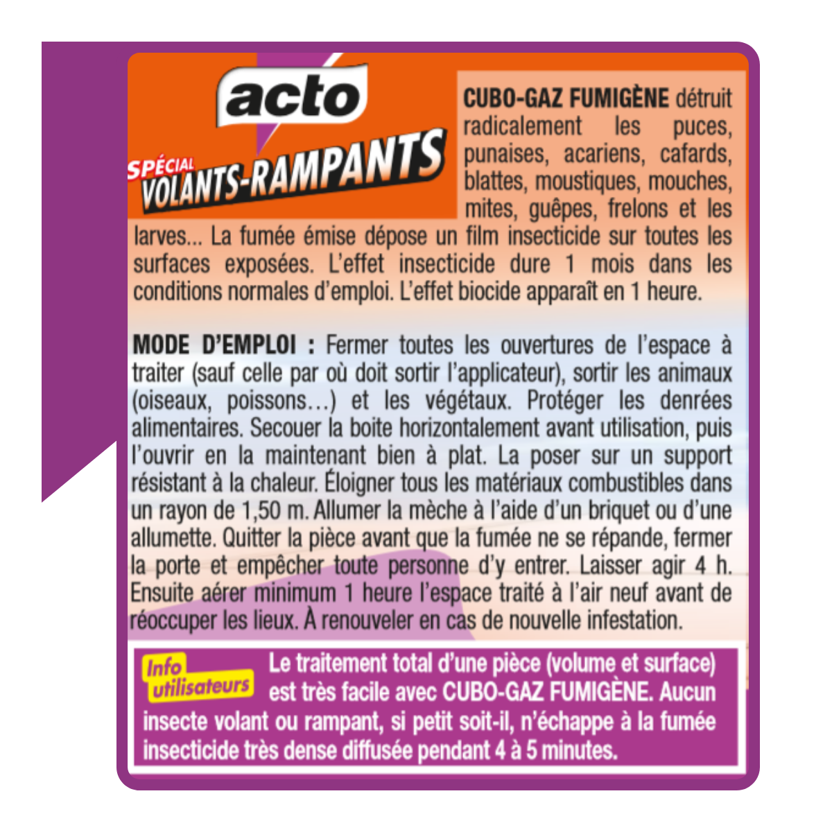 Acto cubo gaz - fumigène insecticide polyvalent | fabriqué en france