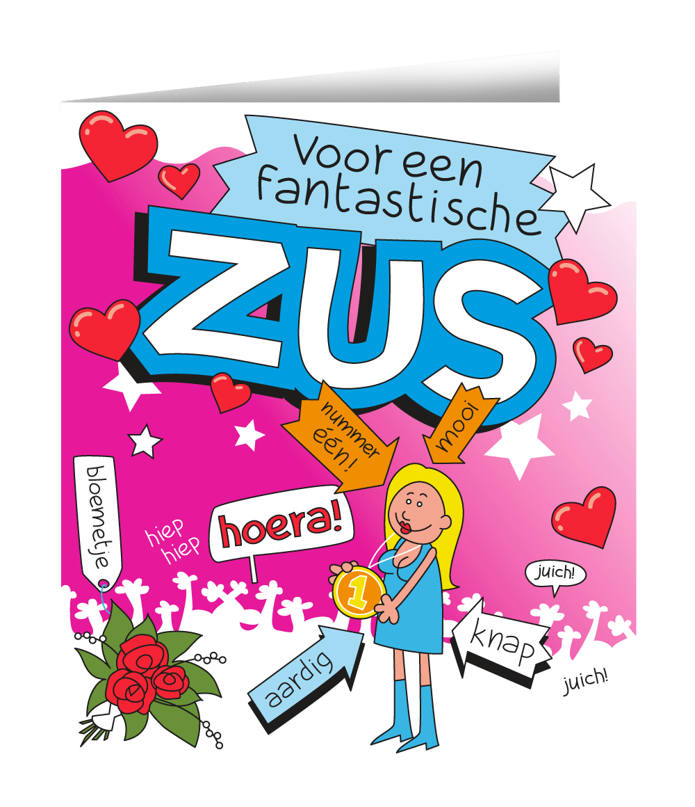 Wenskaart Zus 16,5cm