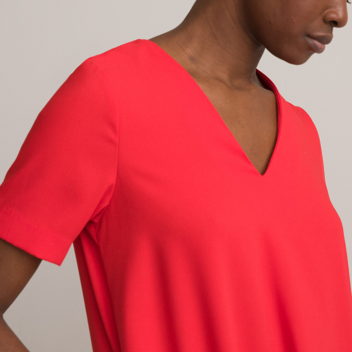 COLEÇÃO LA REDOUTE<br>Vestido curto, decote em V, mangas curtas