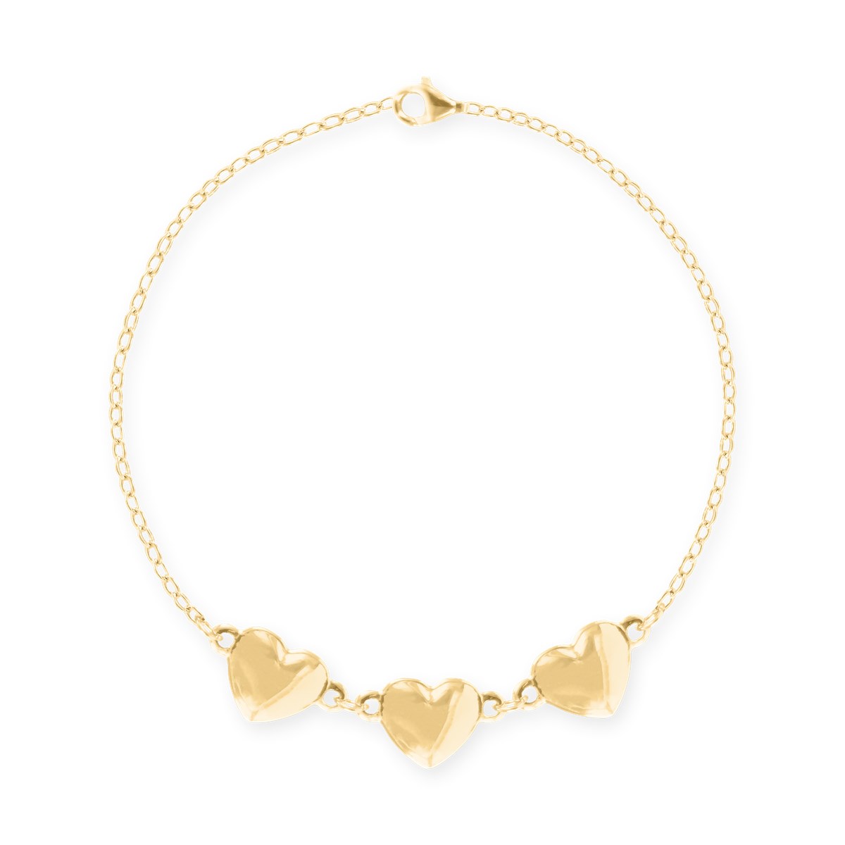 Bracelet coeurs en acier plaqué jaune