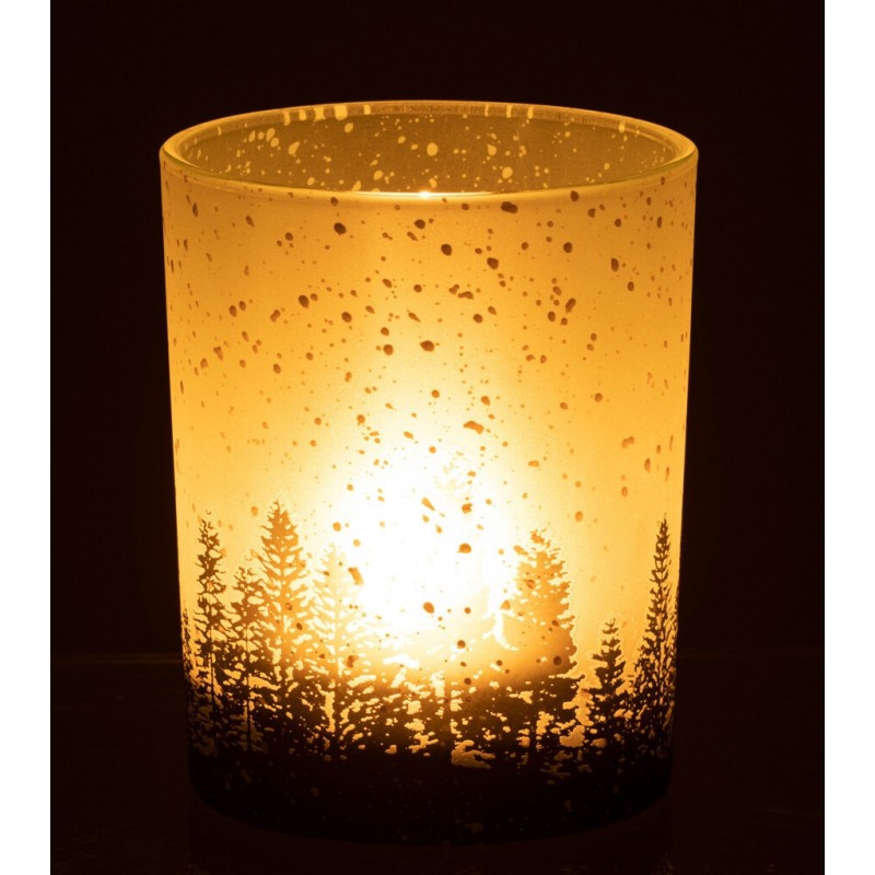Photophore en verre multicouleur 10x10x12.5 cm
