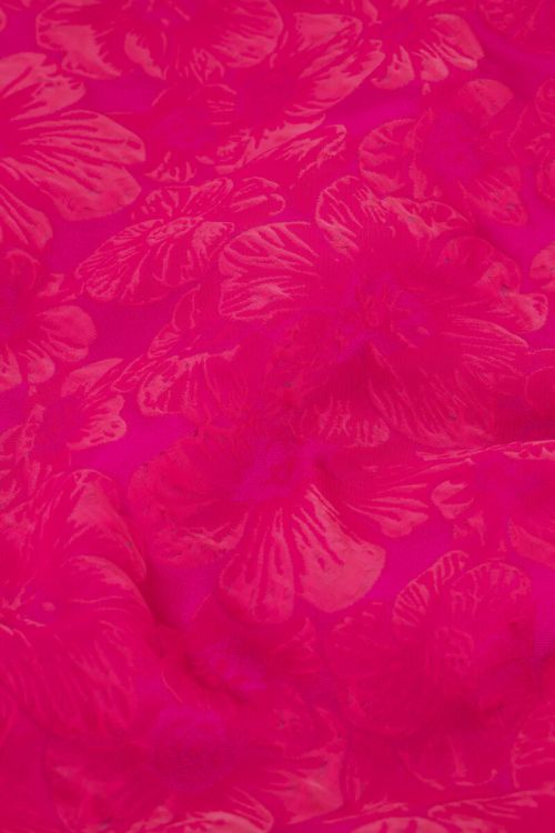 Roze jacquard jurk met pofmouwen