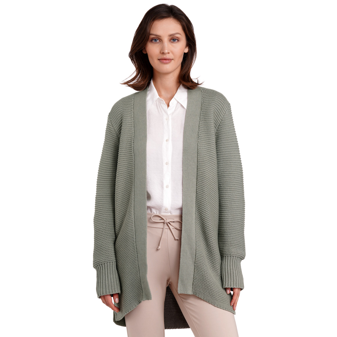 Gina Benotti Damen Strickjacke mit breiten Bündchen oliv