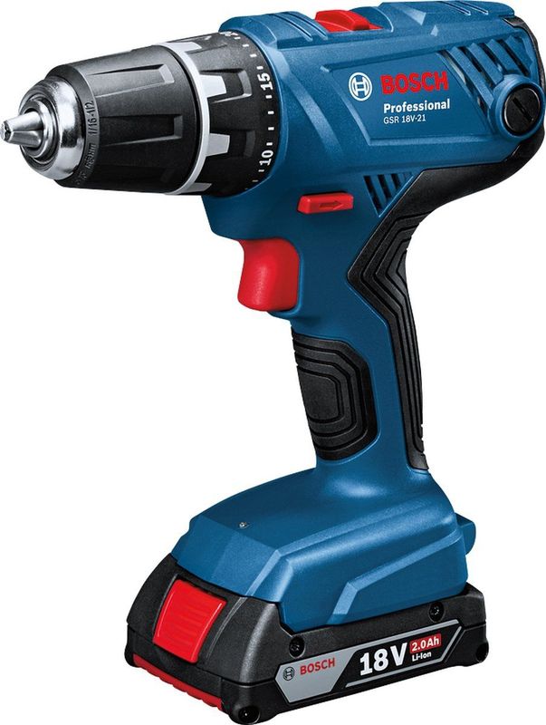 Bosch Professional GSR 18V-21 Accuboormachine - Met 2 x 18 V (2.0Ah) accu en lader