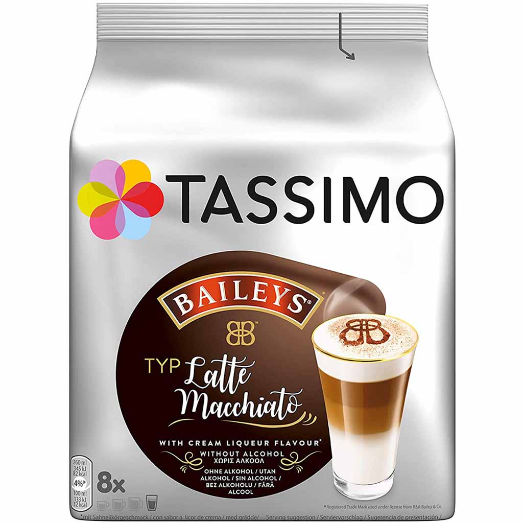 Tassimo Jacobs Latte Macchiato Baileys 8 Kaffee Kapseln MHD:21.6.25