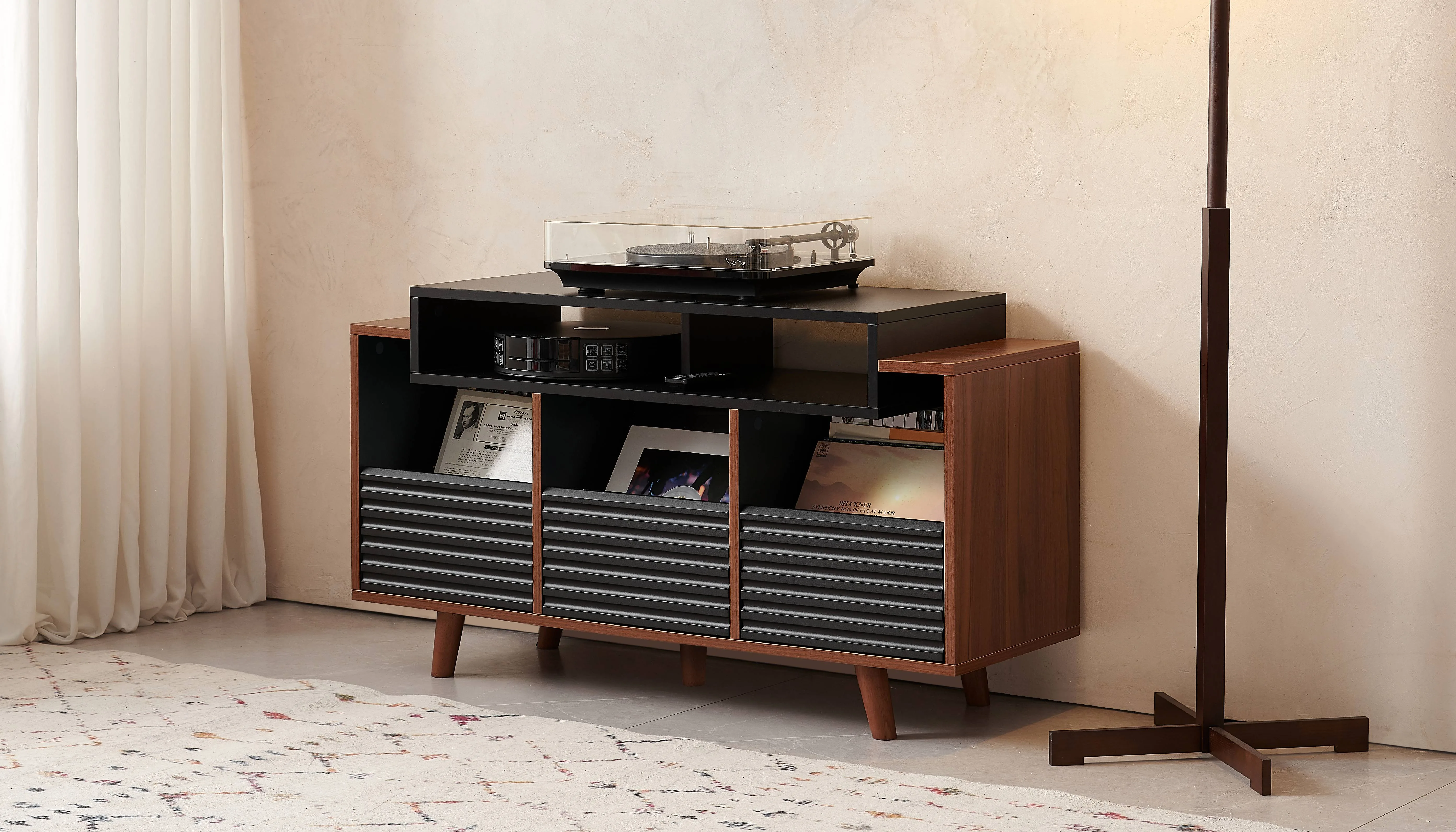 NorStone Oslo 1200 Noir et Noyer Meubles hi-fi