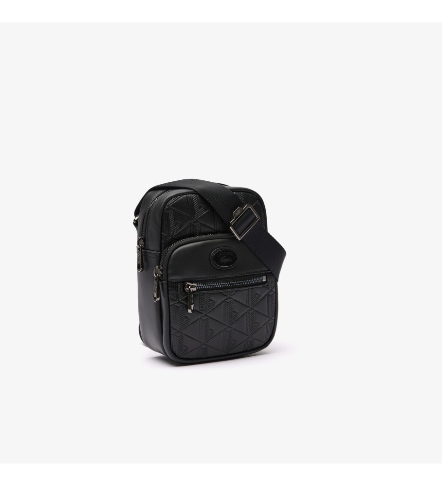 Bolsa transversal Lacoste de couro preta