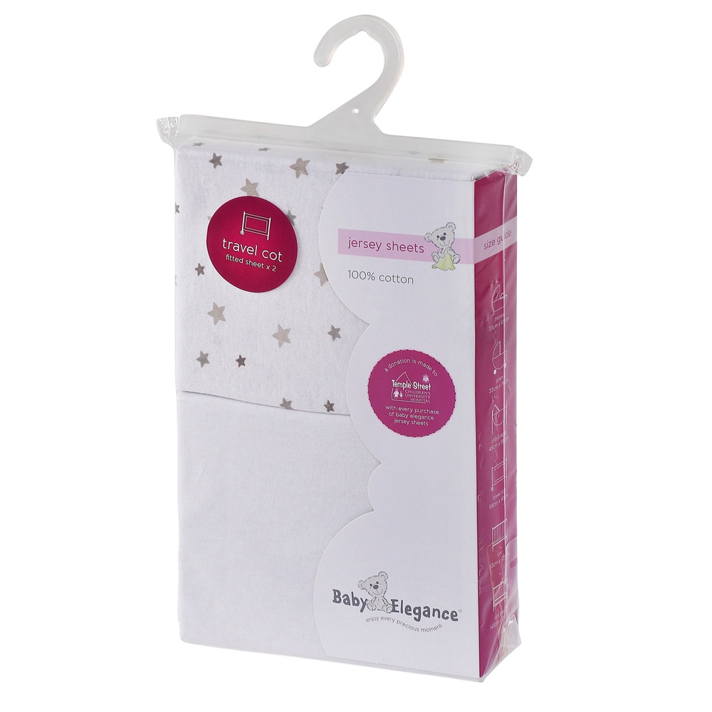 Baby Elegance Jersey-Spannbettlaken 140x70cm - Graues Sternen-Kinderbett