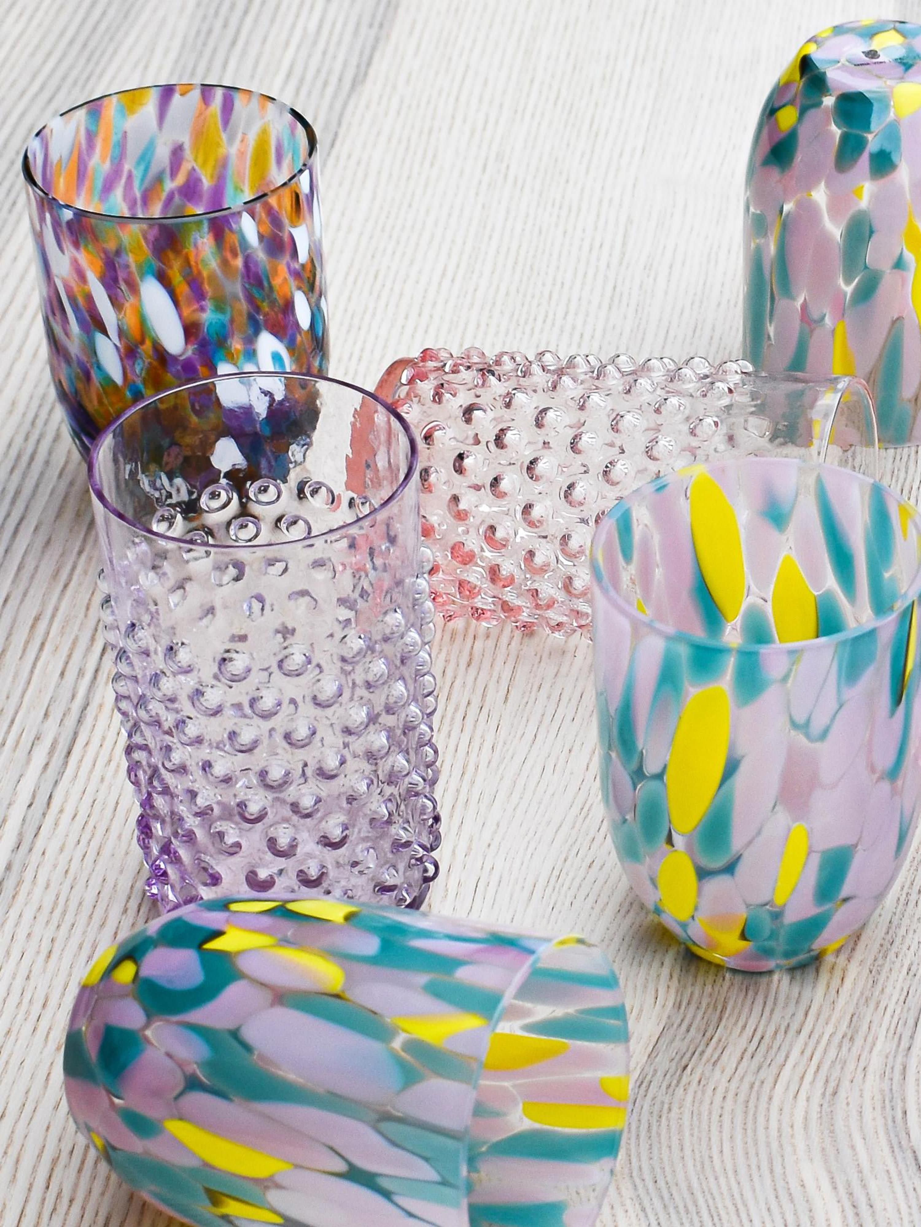 Mondgeblazen waterglazen Hobnail, 6 stuks