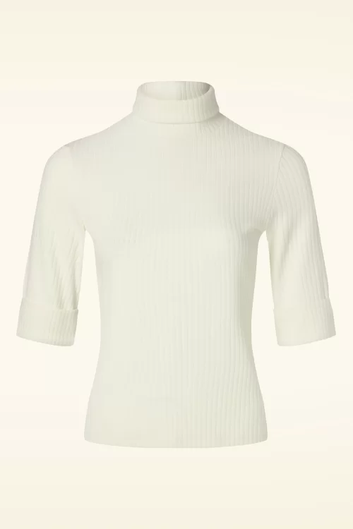 Vixen Roll neck ribbed sweater in crème