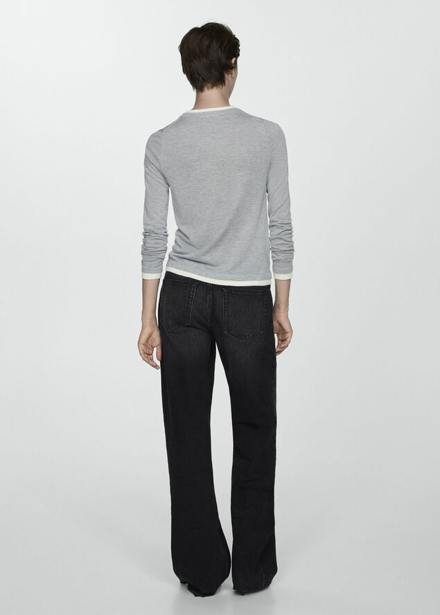 MANGO Contrast trim sweater Lt pastel grey