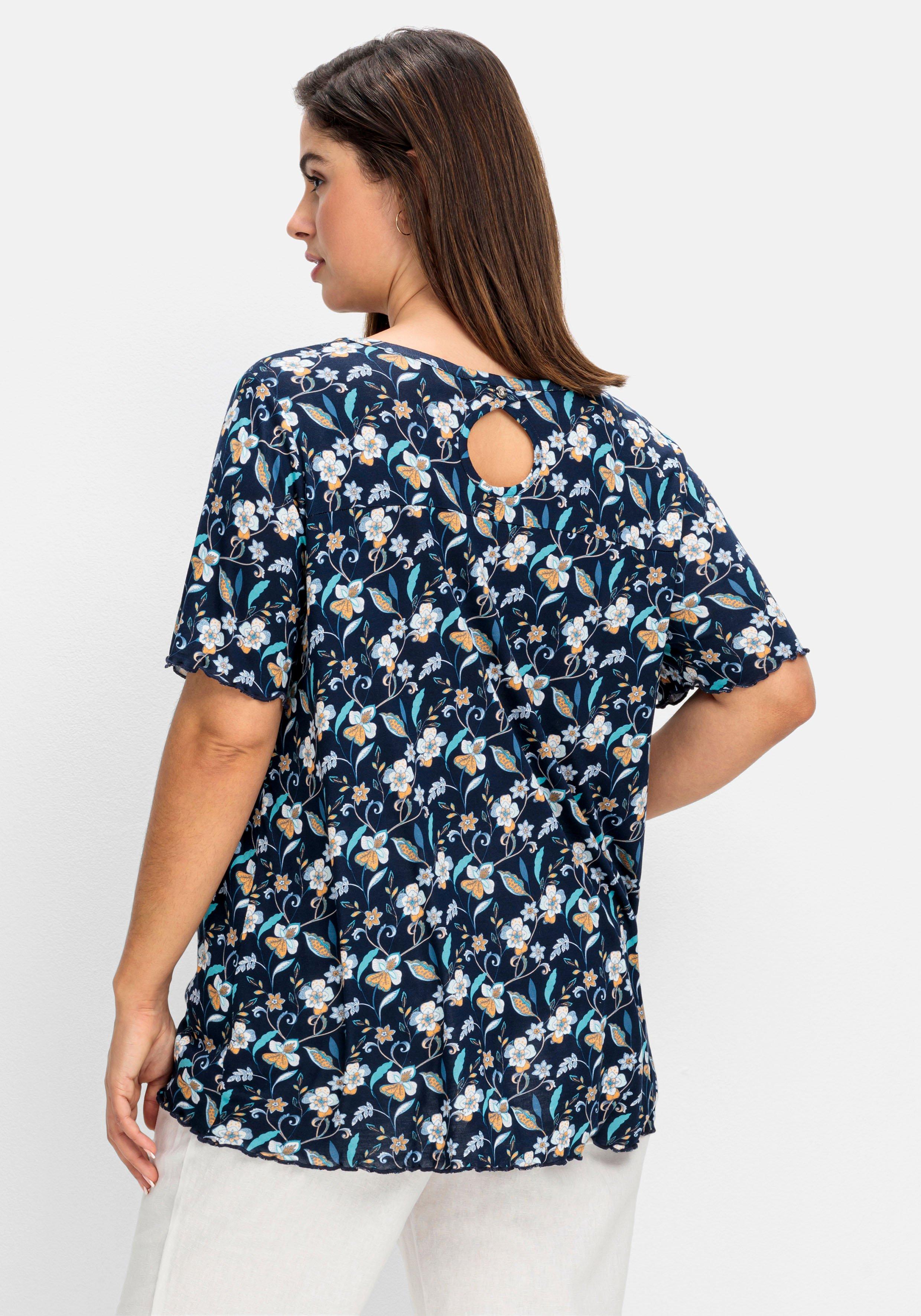 Shirt mit Blumendruck und Cut-out im Rücken