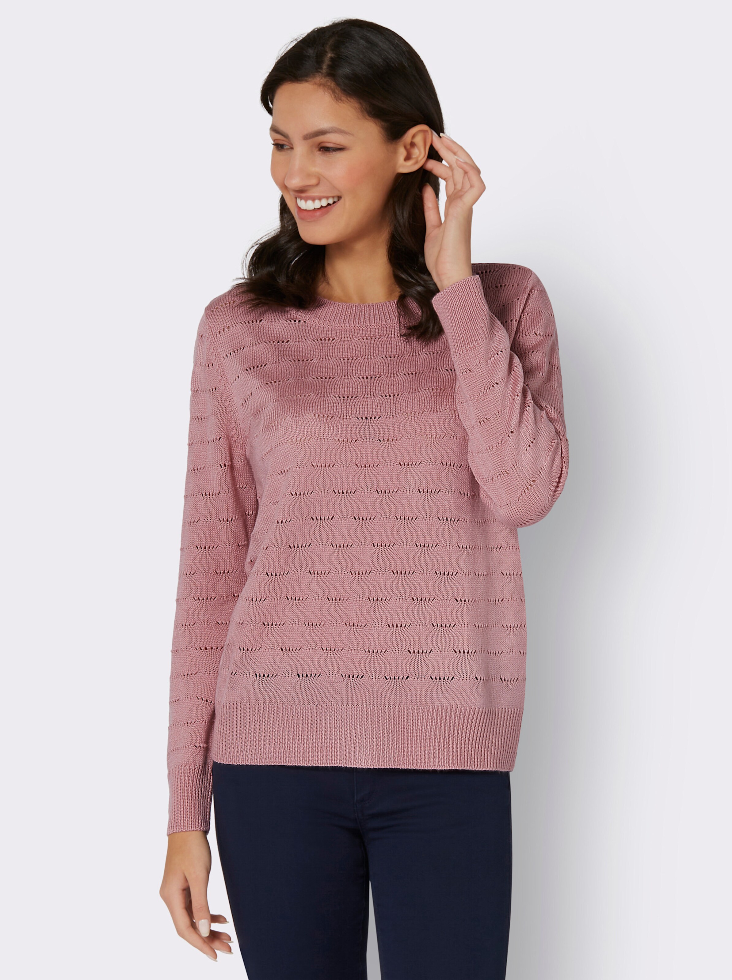 Ajourpullover mit Rundhals-Ausschnitt