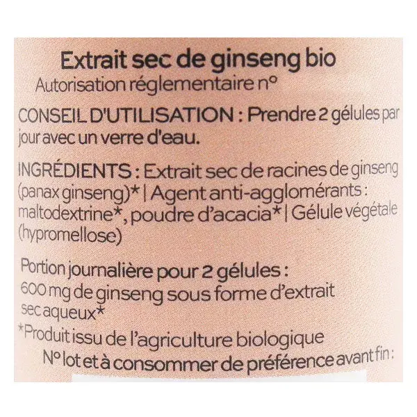 Phytalessence Extrato Seco de Ginseng Orgânico Puro - 60 cápsulas
