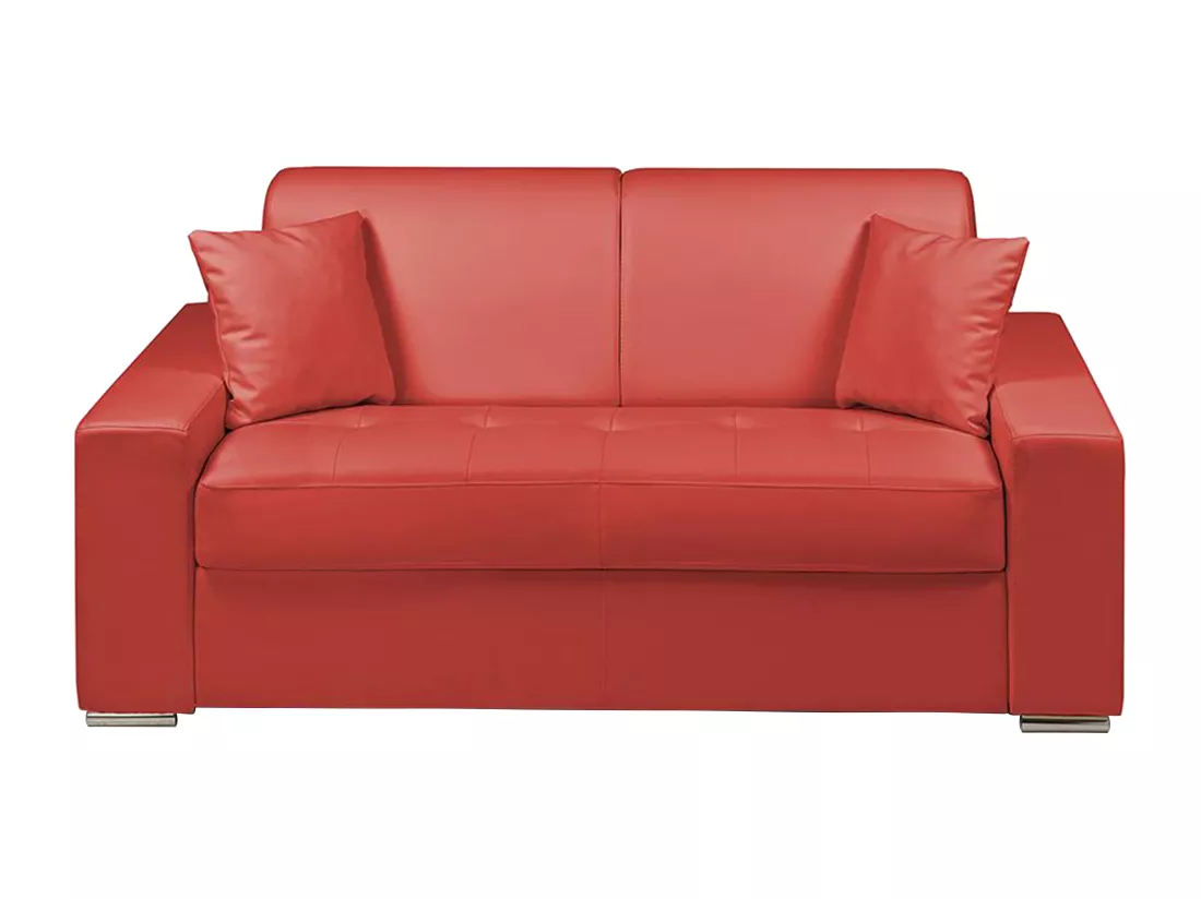 Canapé 2 places convertible express en simili EMIR - Rouge - Couchage 120 cm - Matelas 18 cm