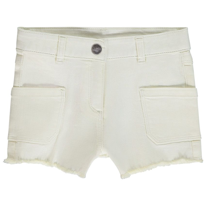 Short en jean à poches plaquées pour fille - Ecru