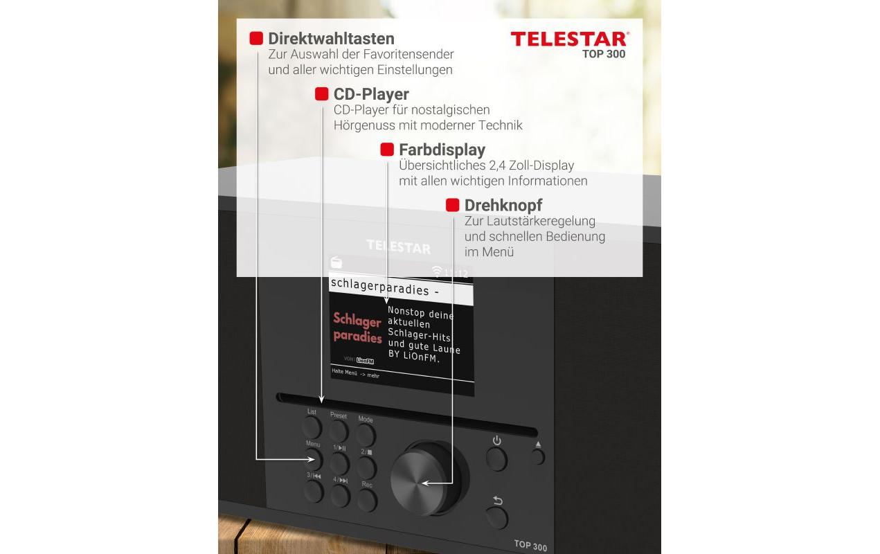 Internet Radio TOP 300 Schwarz<br>Stereo-Radio mit CD-Player, DAB+/FM und Internetradio