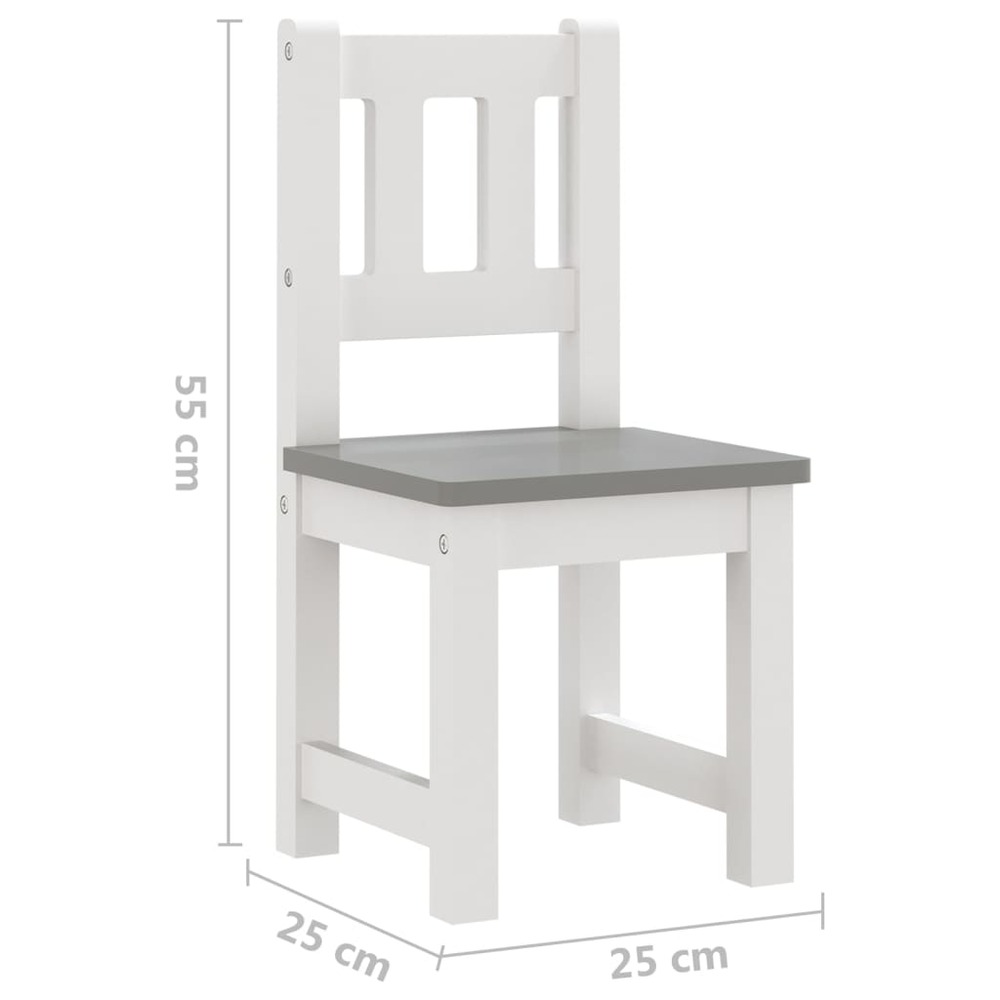 Ensemble de table et chaises enfants 3 pcs blanc et gris mdf
