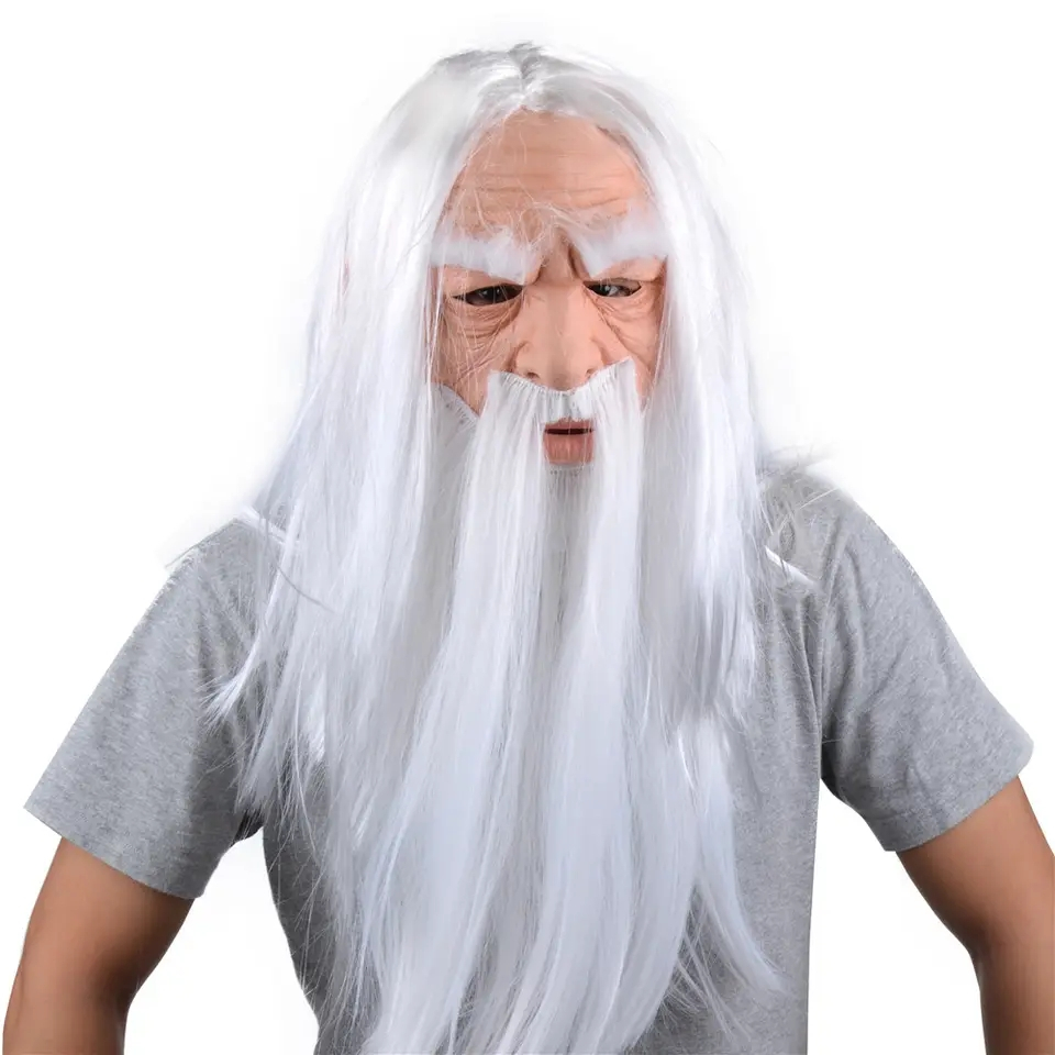Latex Maske Fasnachts Gesichtsmaske Kostüm Zubehör Motto Party Accessoire Halloween Foto Requisit - Alter Mann mit Bart