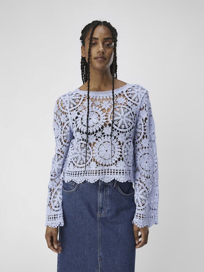 Object OBJPETRA L/S KNIT PULLOVER 132 Brunnera blue