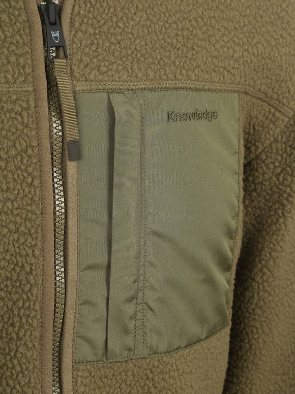 KnowledgeCotton Apparel Everyday Adv Nordic Light Zip FL Fleecevest (Heren |olijfgroen/bruin)