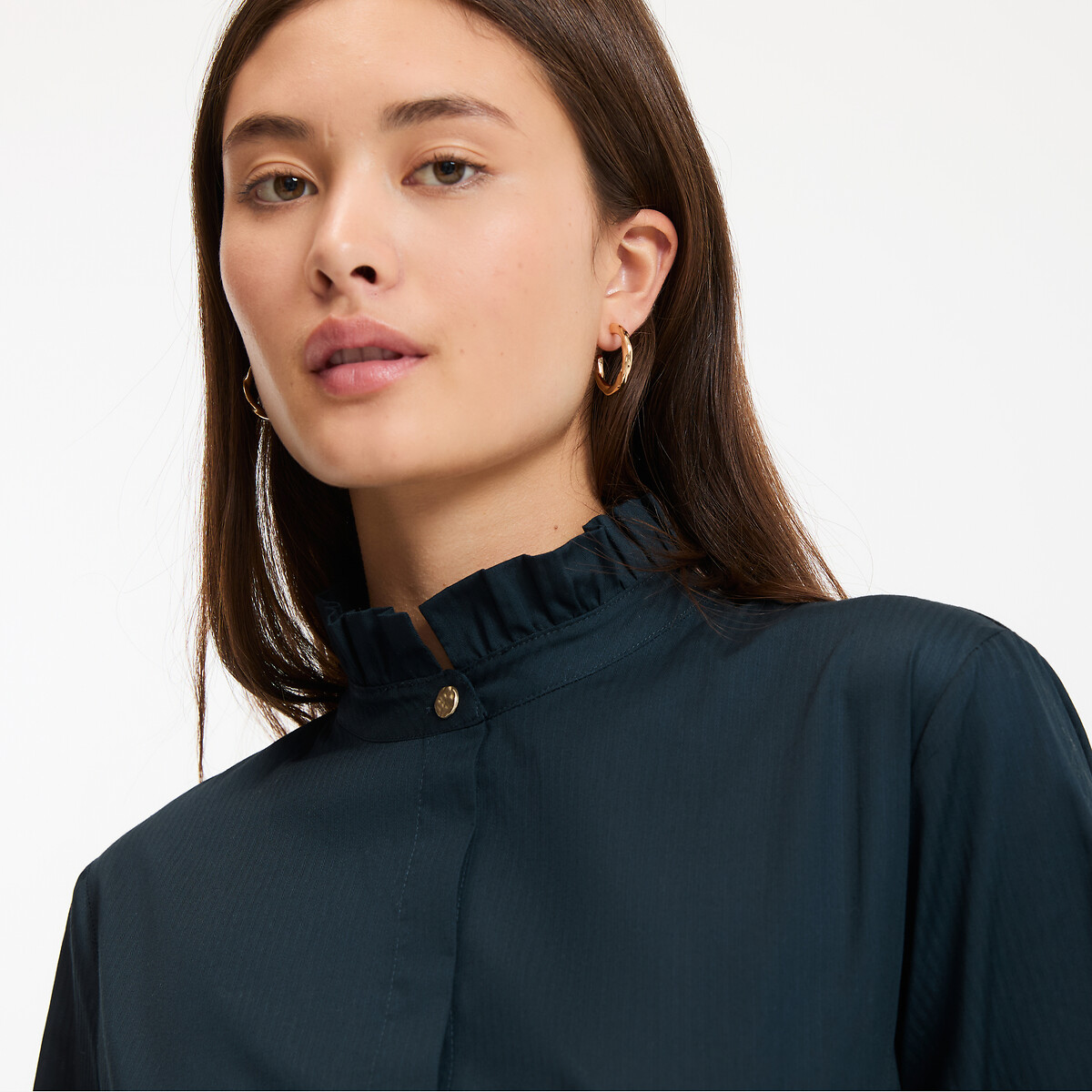 COLEÇÃO LA REDOUTE<br>Camisa com gola vitoriana e mangas compridas