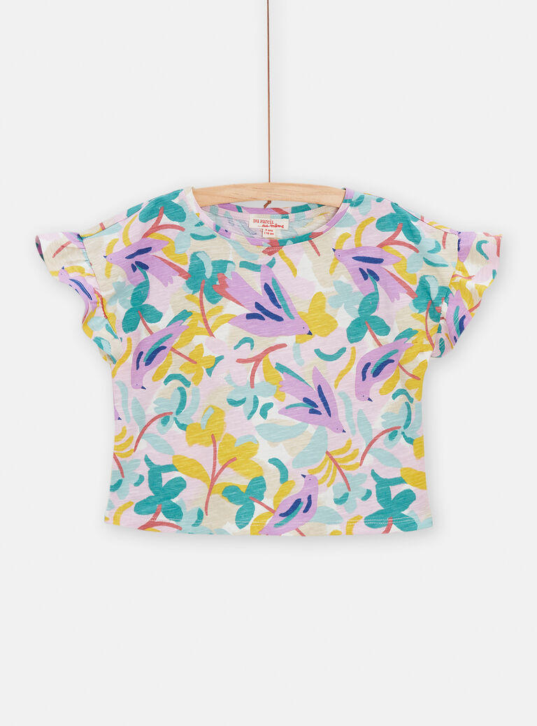 T-shirt à motif oiseaux violets pour fille