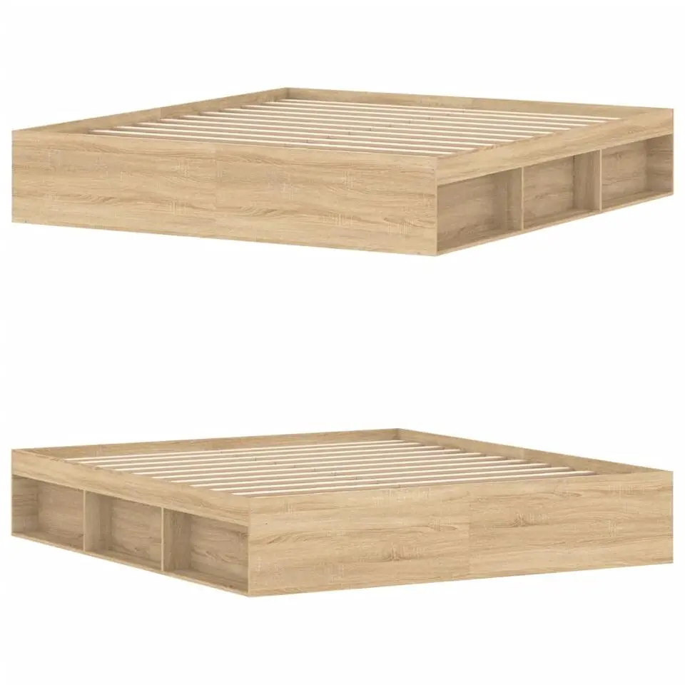 vidaXL - Tweepersoonsbed met opbergruimte - Sonoma eikenkleurig - 180x200 cm