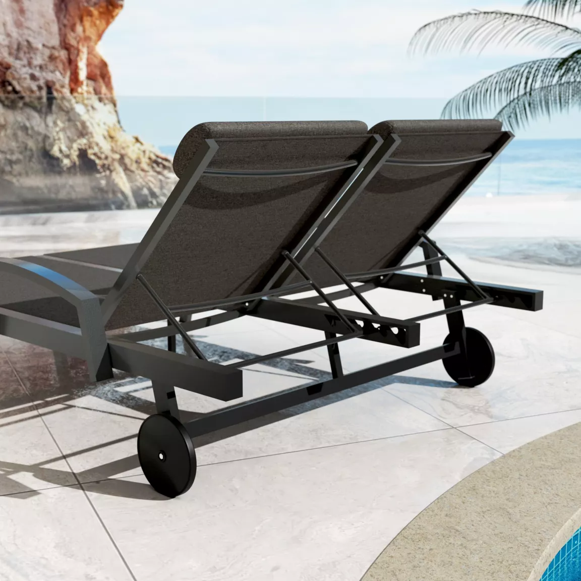 Transat double en aluminium Pirae Gris anthracite