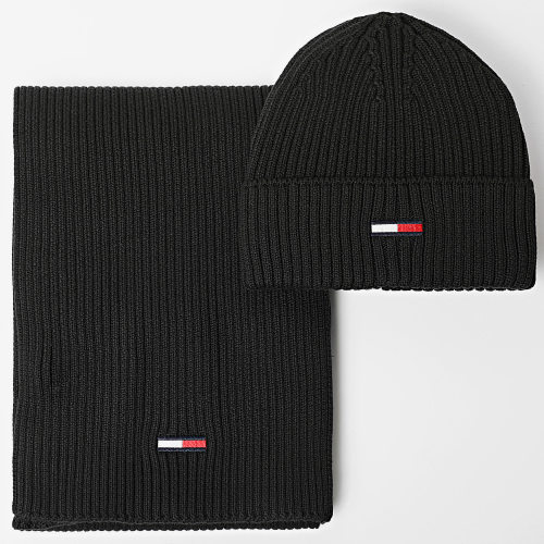 Lot Echarpe Et Bonnet Flag Rib Noir