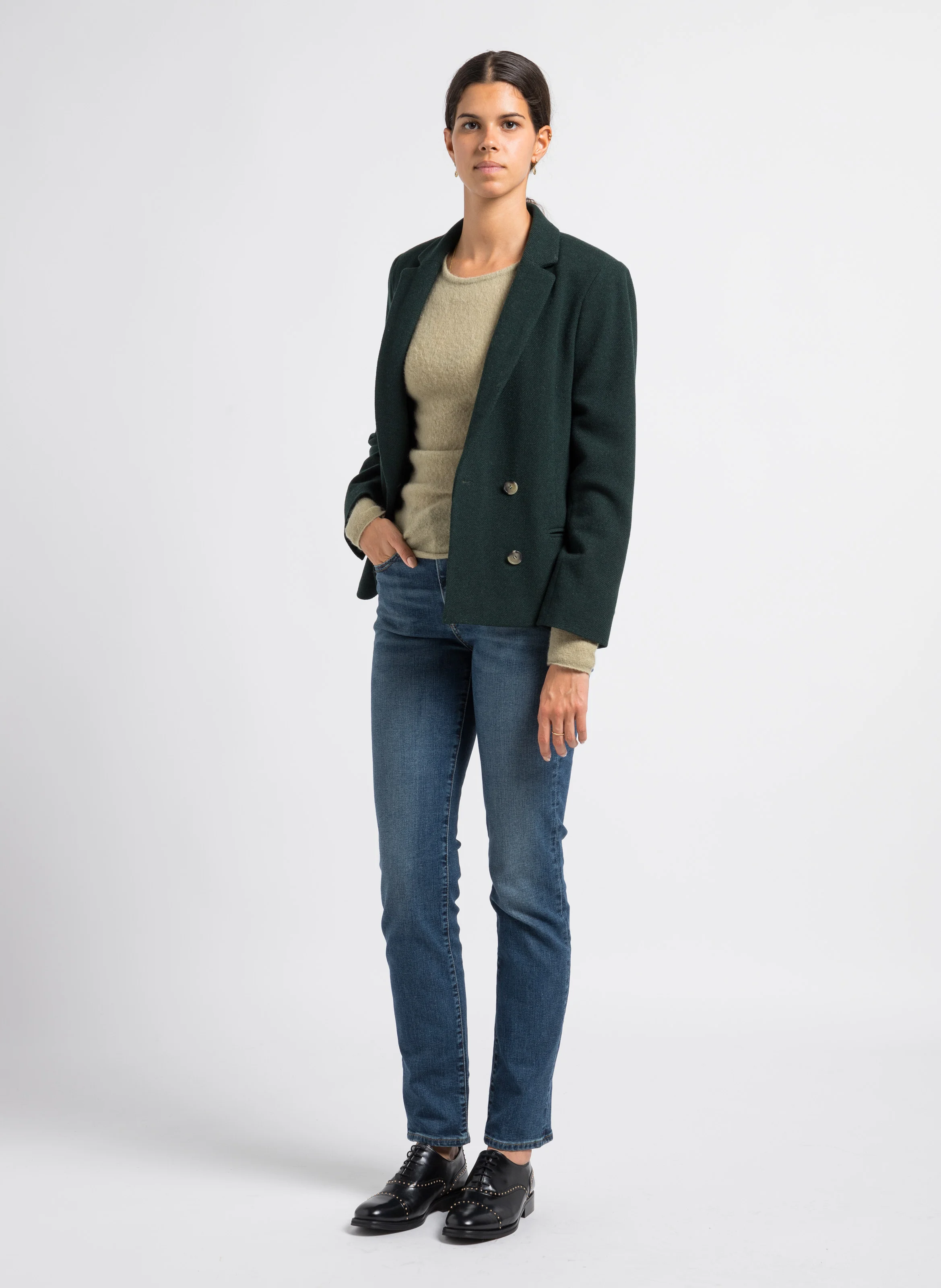 724 HIGH RISE STRAIGHT - Jean slim taille haute en coton stretch| Jean Délavé