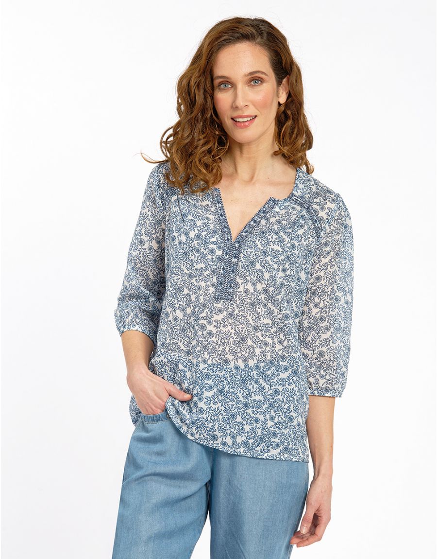 Blouse bleue 100% coton