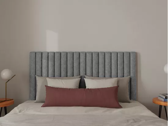 Tête de lit coutures verticales - 170 cm - Tissu - Gris- SARAH