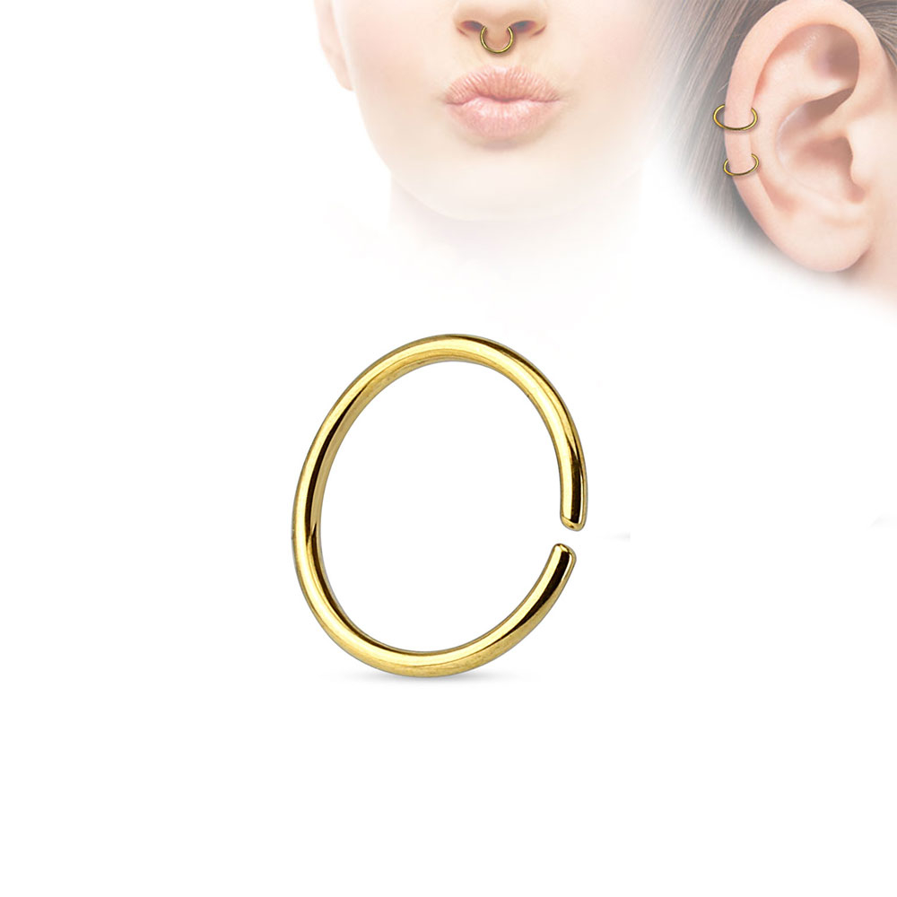 (8mm / 1mm) Helix / Tragus / Septum 316L Chirurgenstahl Mehrzweck Piercing Ring - Gold