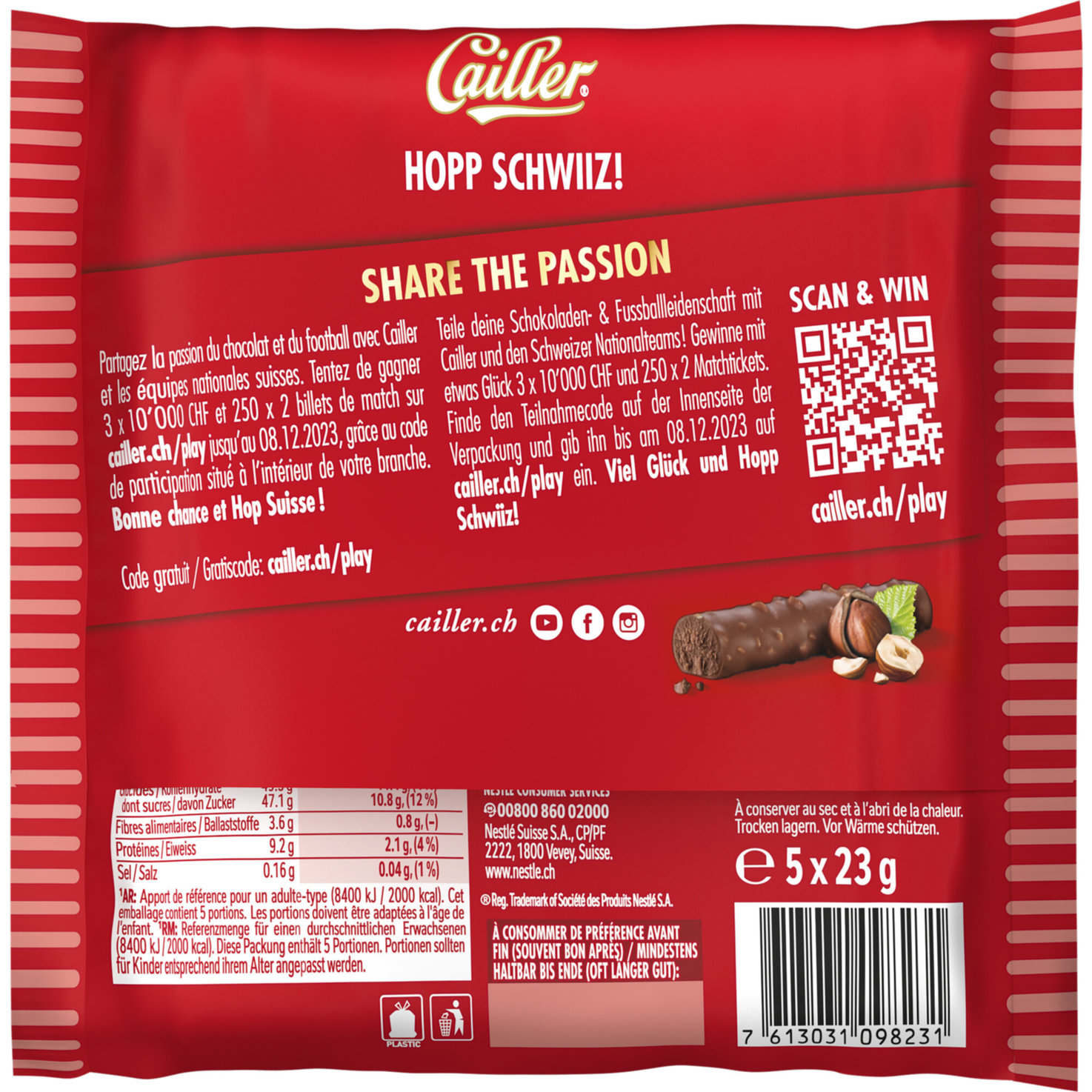 Cailler Branches Milch L'Originale 5x23g