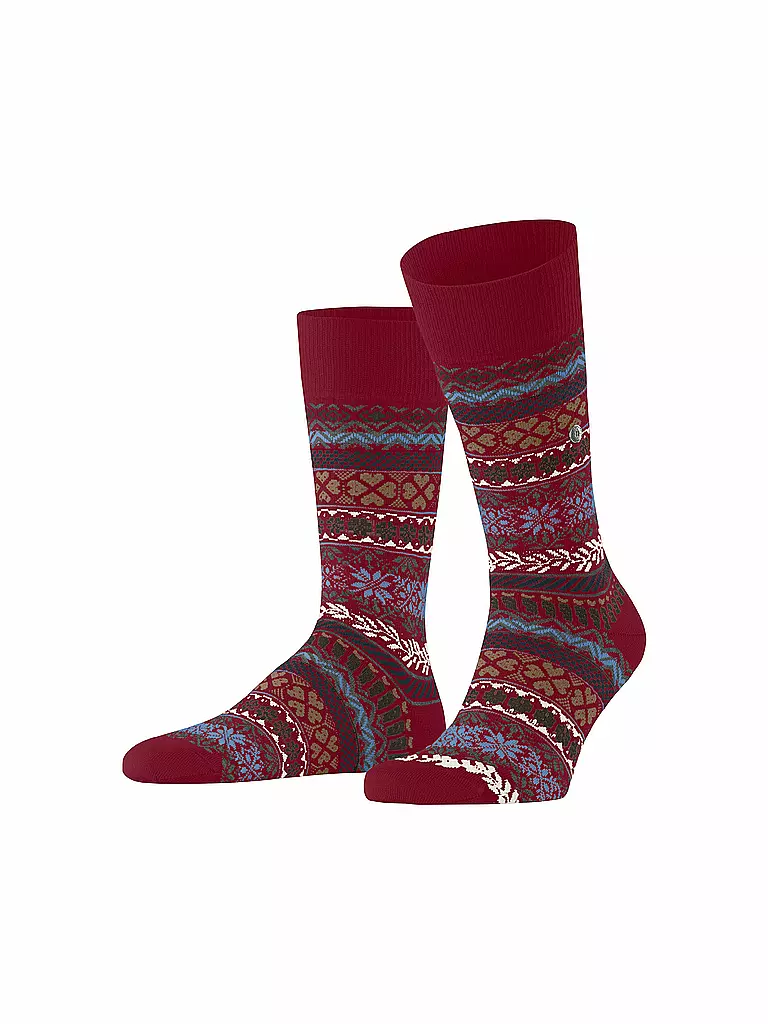 BURLINGTON Herren Socken COUNTRY FAIR ISLE 40-46 cranberry dunkelrot