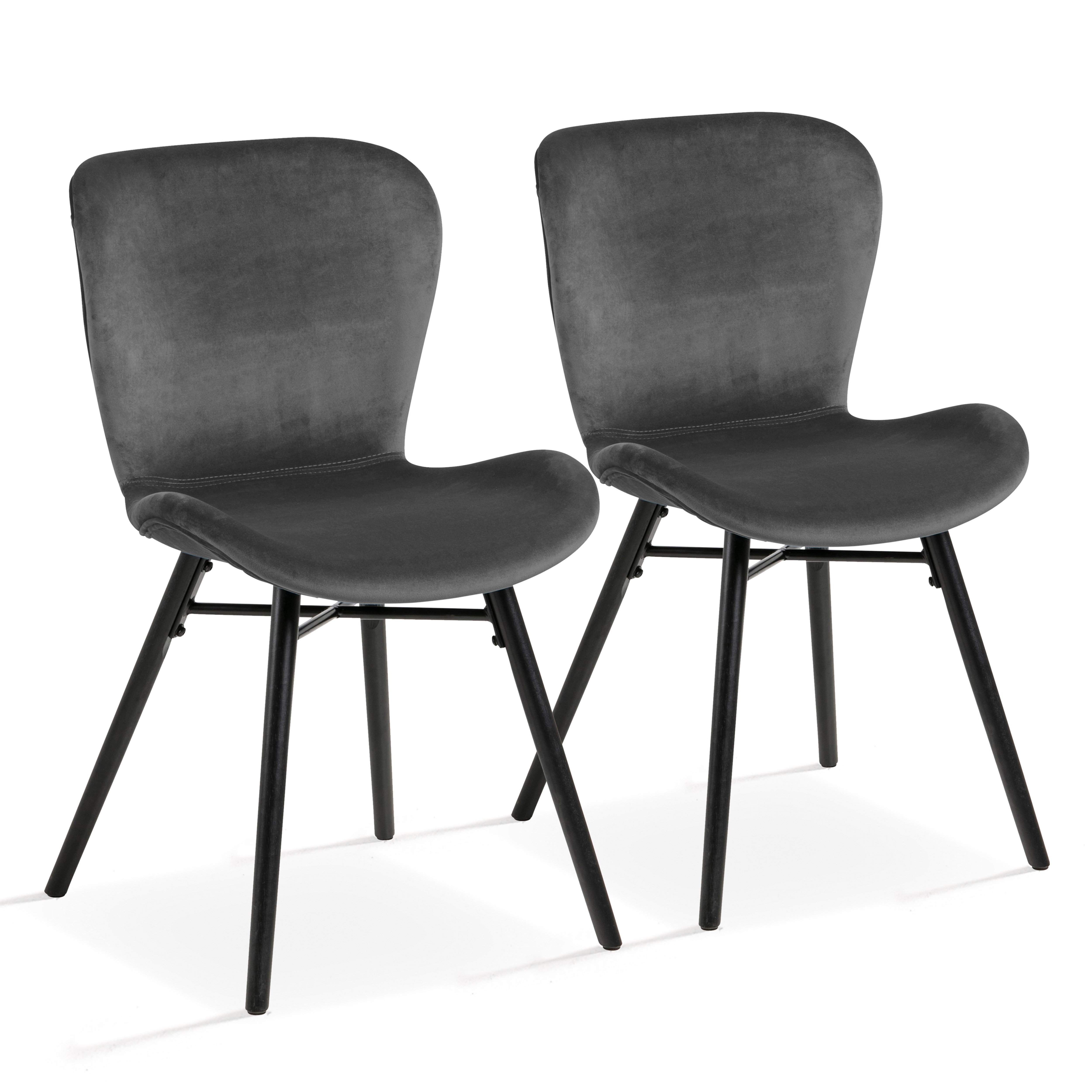 Lot de 2 chaises en velours gris anthracite