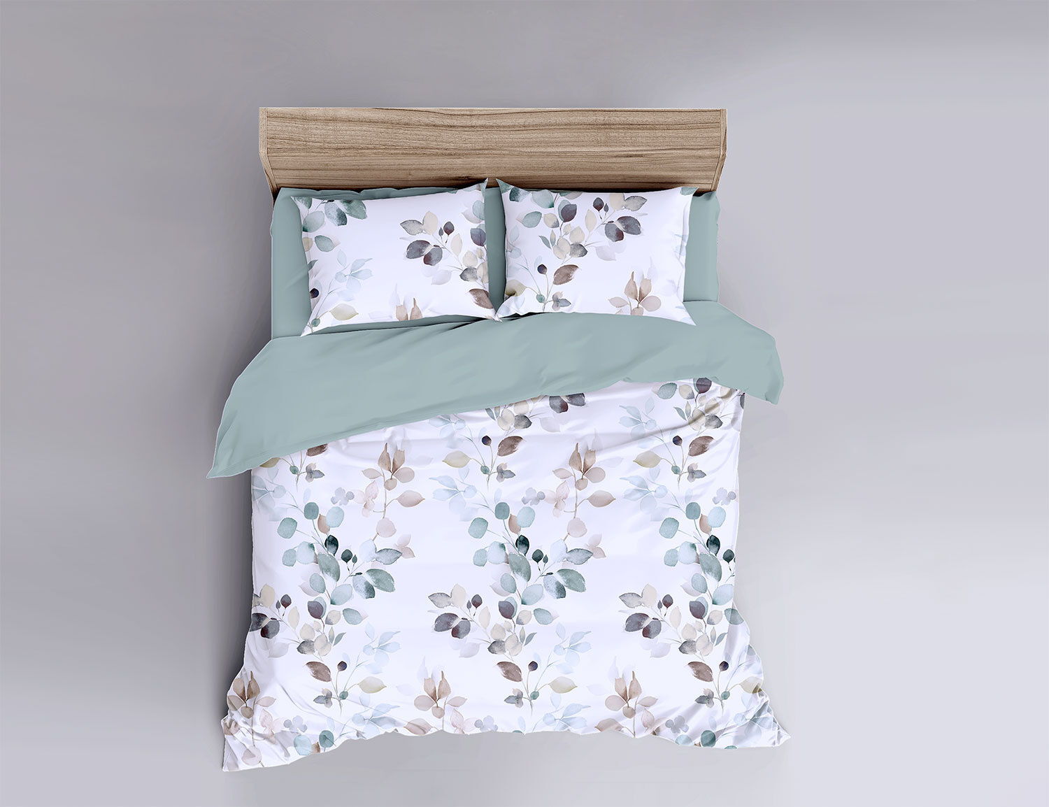 Bettwäsche mit bunten Aquarellblättern