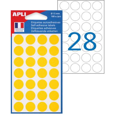 Apli Agipa - 168 Pastilles adhésives - jaune - diamètre 15 mm - réf 111844