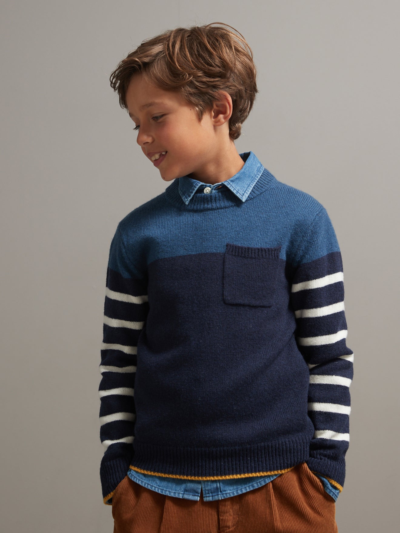 Pull colorblock Garçon en Lambswool