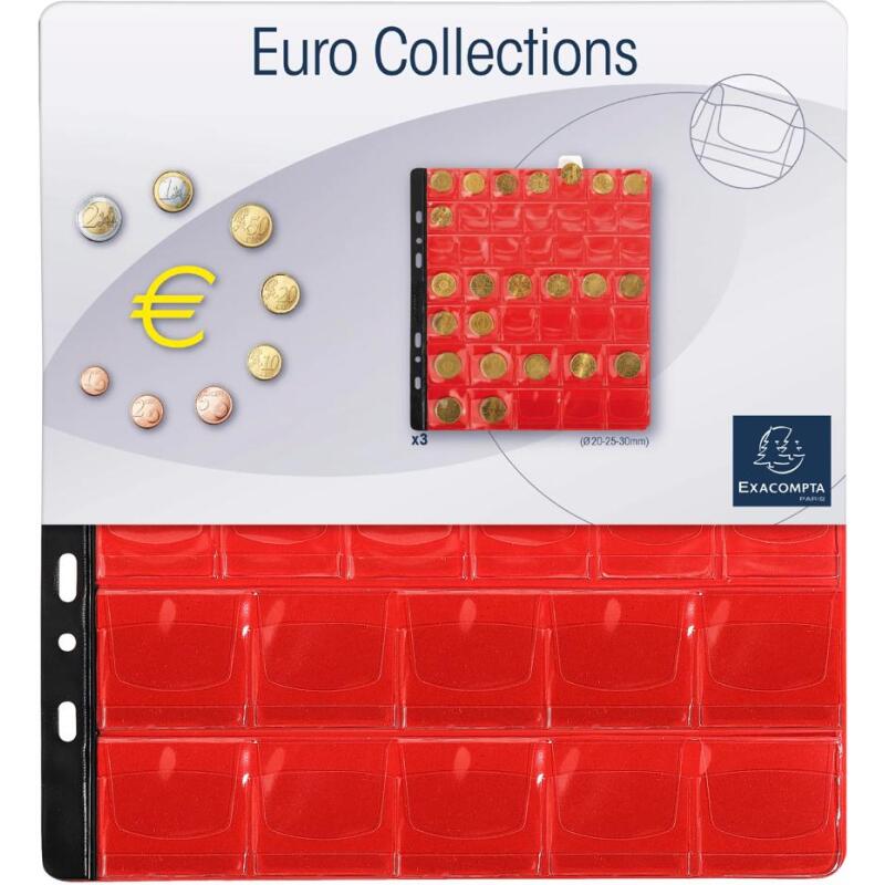 Sachet de 3 recharges numismatiques 43 cases de diamètre 20-25-30mm - 24 ,5x25 cm - Cristal