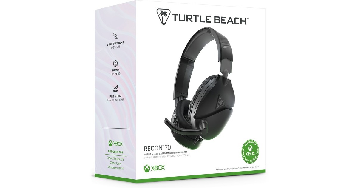 Turtle BeachEar Force Recon 70X Black (2024) over-ear gaming headset  (Zwart, Xbox Series X|S, Xbox One, PS4, PS5, Switch, PC, Mobile)