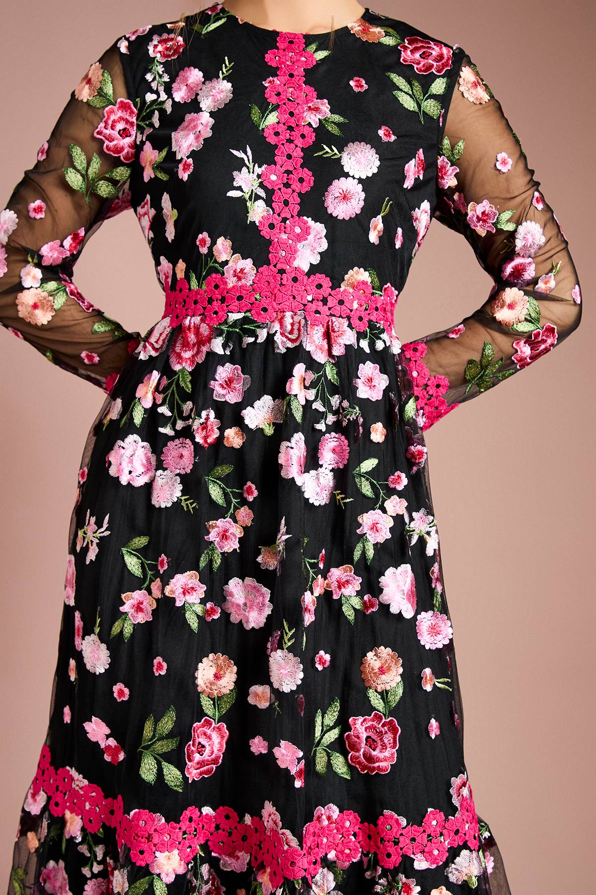 Coast Robe Longue Brodée à Motifs Floraux
