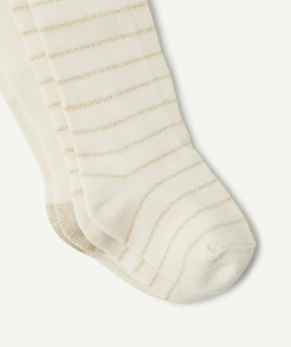 LES 2 COLLANTS ÉCRUS BÉBÉ FILLE AVEC DÉTAILS COULEUR DORÉE