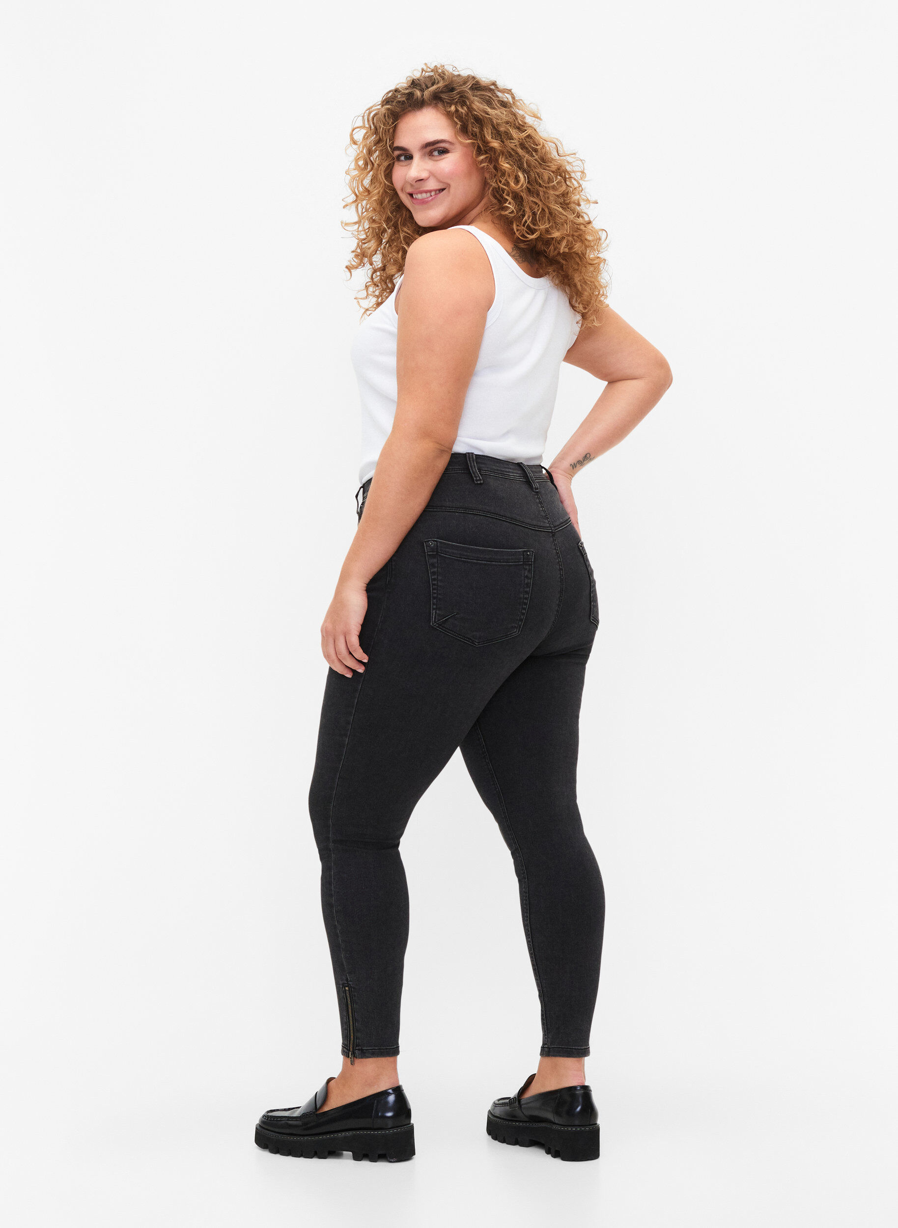 Cropped Amy jeans med lynlås