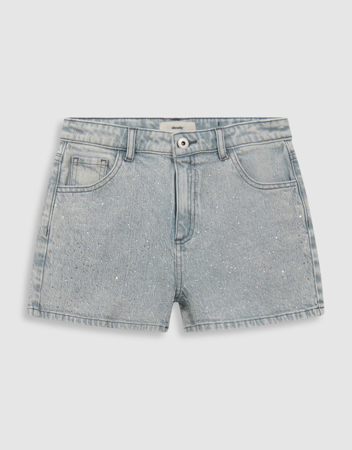 Strass Short Grijs