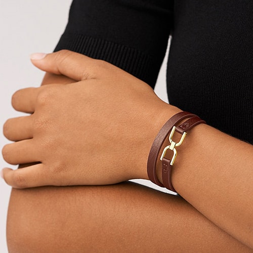 Bracelet en cuir - Rouge acajou
